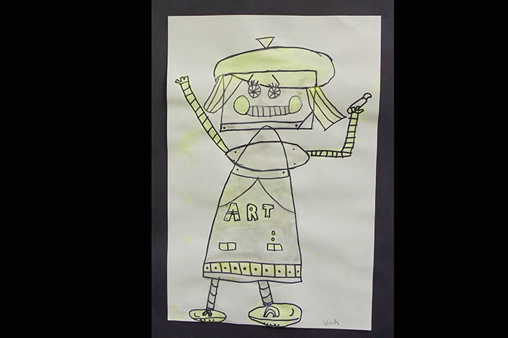 <p>“Lydia the Robot” was brought to life by HWS first-grader Leah Konrad.</p>
