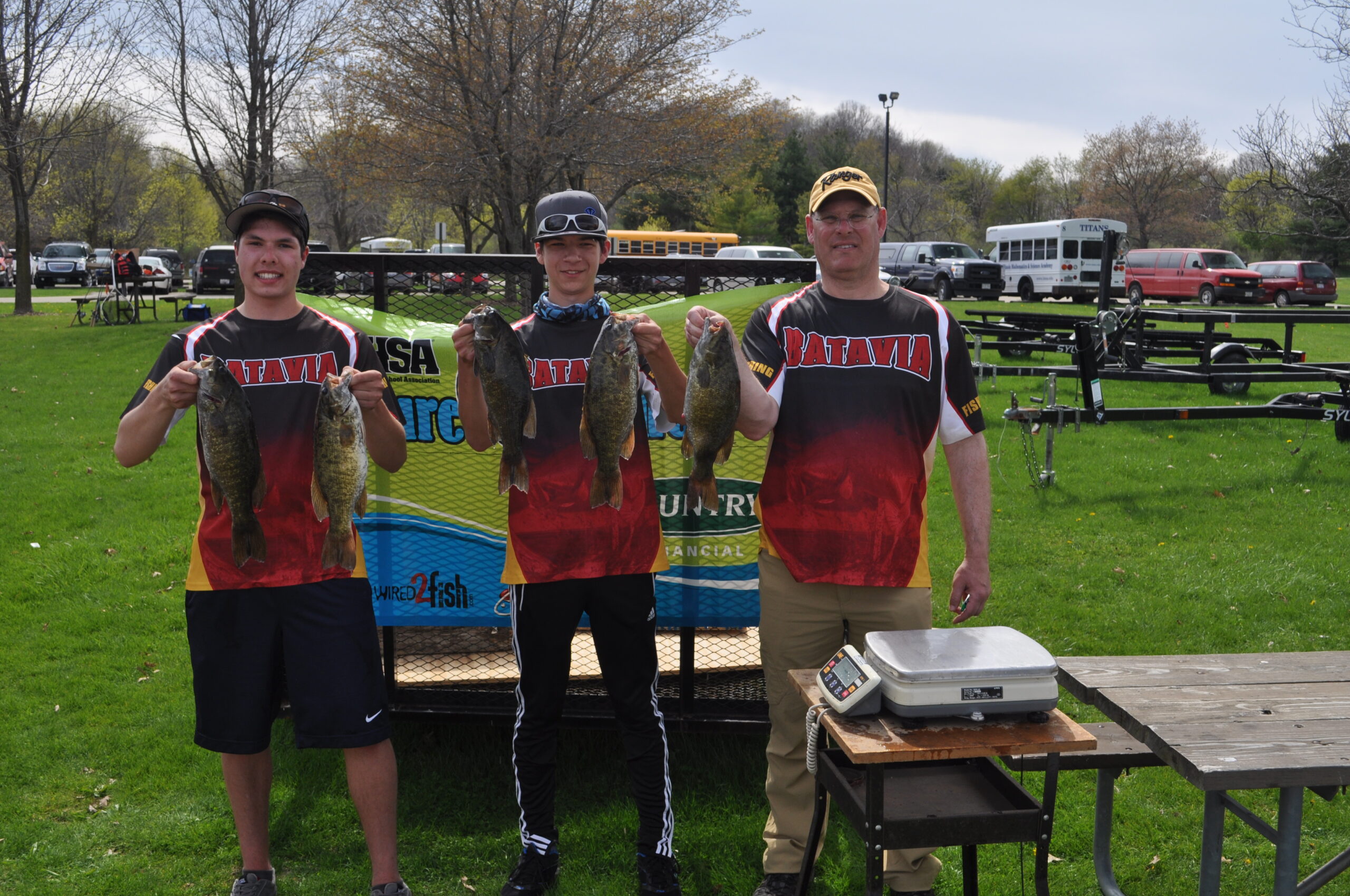 <p>Drendel, Pictured far right, with BHS Fishing Team athletes</p>