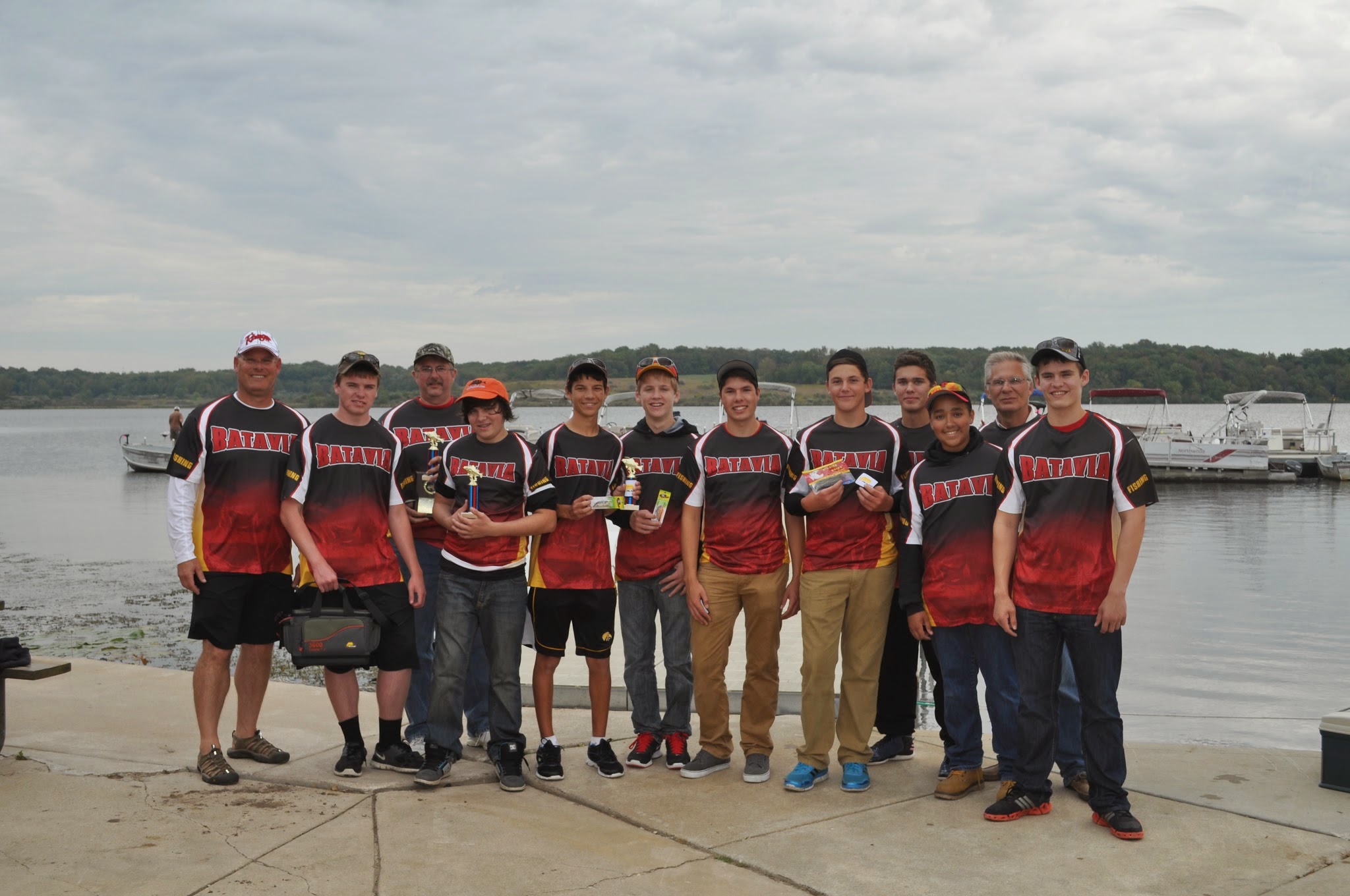 <p>Drendel, pictured far left, with members of the BHS Fishing Team</p>