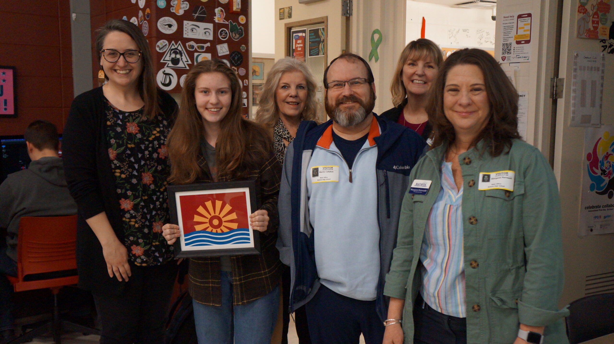 <p>Ms. Tieri Ton, Rachel Agro, and members of the Batavia Chamber and Flag Selection Committee.</p>
